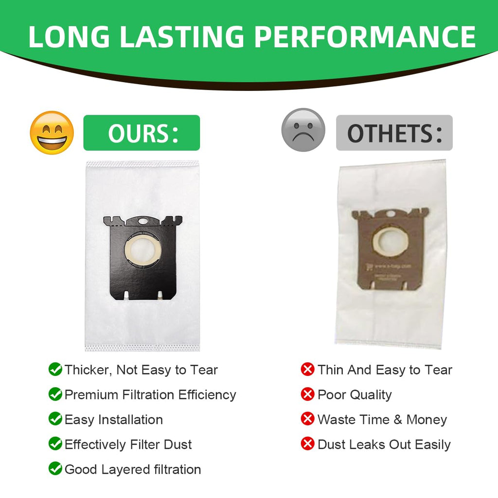 Replacement S Bag Compatible for Electrolux S-Bag Classic Vacuum EL200F EL200F EL4100 EL4200 EL6985 EL7000 EL8500 8 Pack