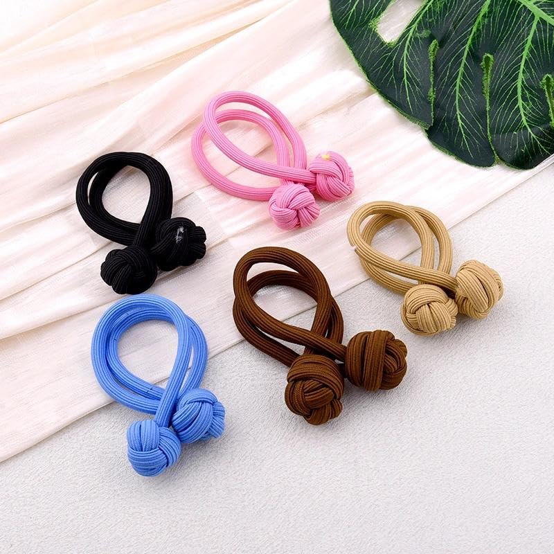 Chinese Knot Hair Ties 5 PCS Elastics Bands for Thick Long Hair