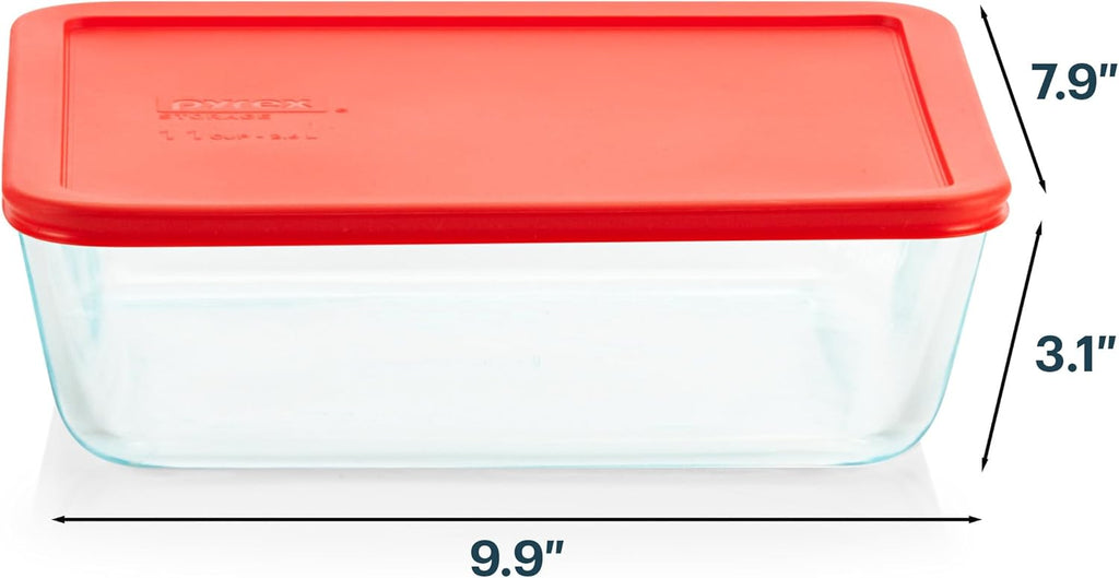 Pyrex Simply Store Glass Food Storage Container - 11 Cup | BPA-Free Lids, Freezer & Microwave Safe
