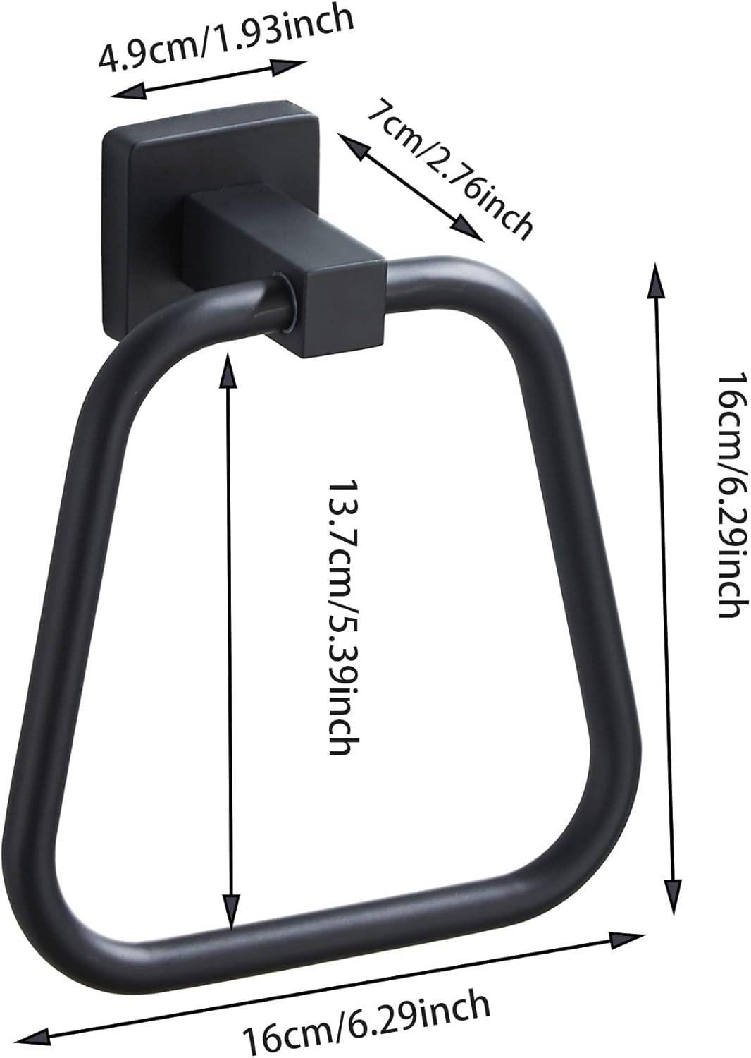 Skiennix Matte Black Towel Ring - Heavy Duty Stainless Steel Wall Mount for Bathroom & Kitchen