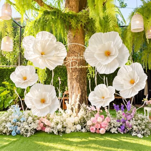 White Extra Large Christmas Poinsettia & Magnolia Flower Set - 6 Pieces