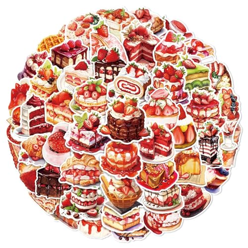 Dessert Vinyl Stickers 50-Pack Waterproof Cute Food Decals for Water Bottles