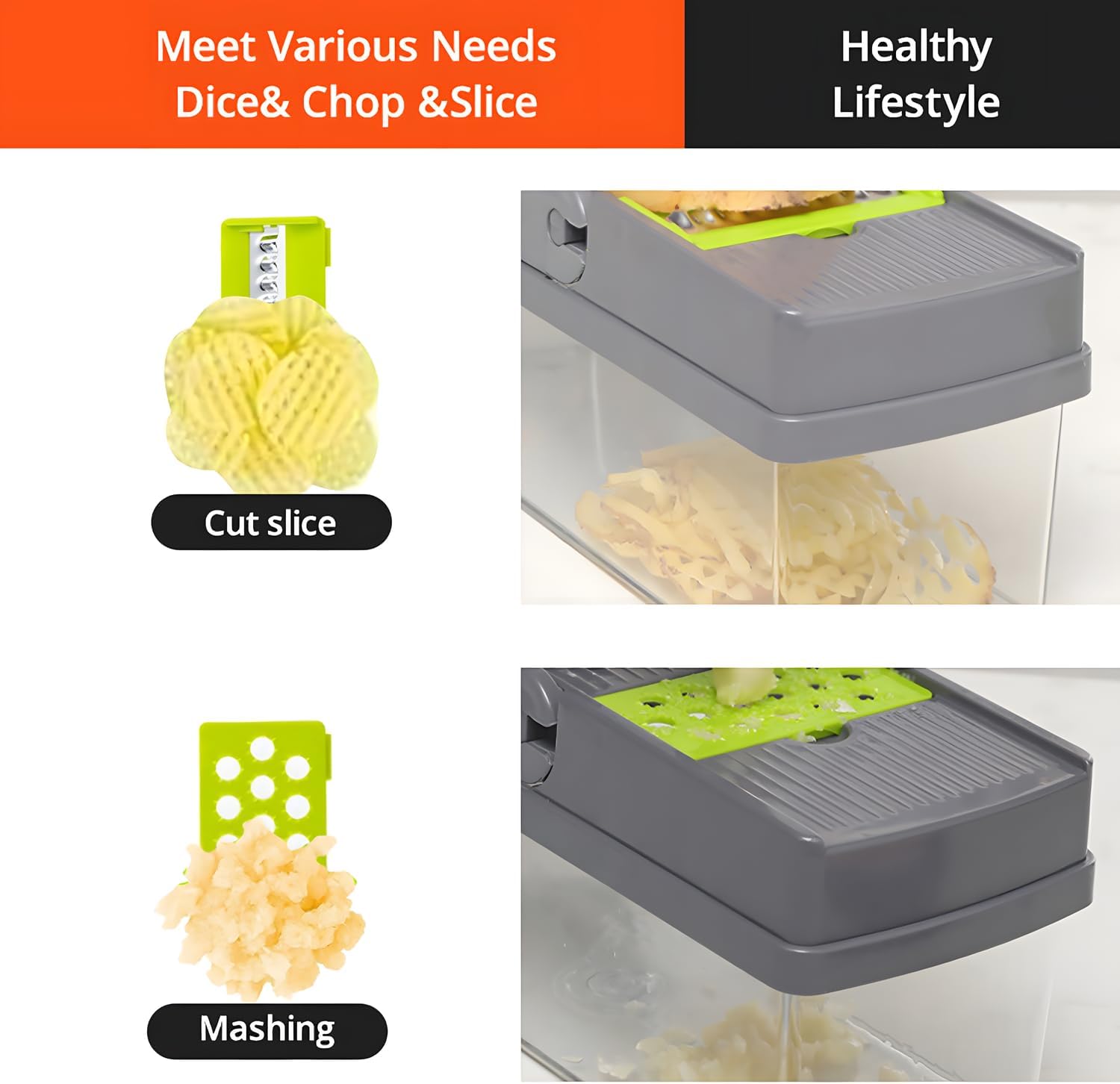 Skiennix 15-in-1 Vegetable Chopper - Multifunctional Food Slicer with Container & Lid for Easy Meal Prep