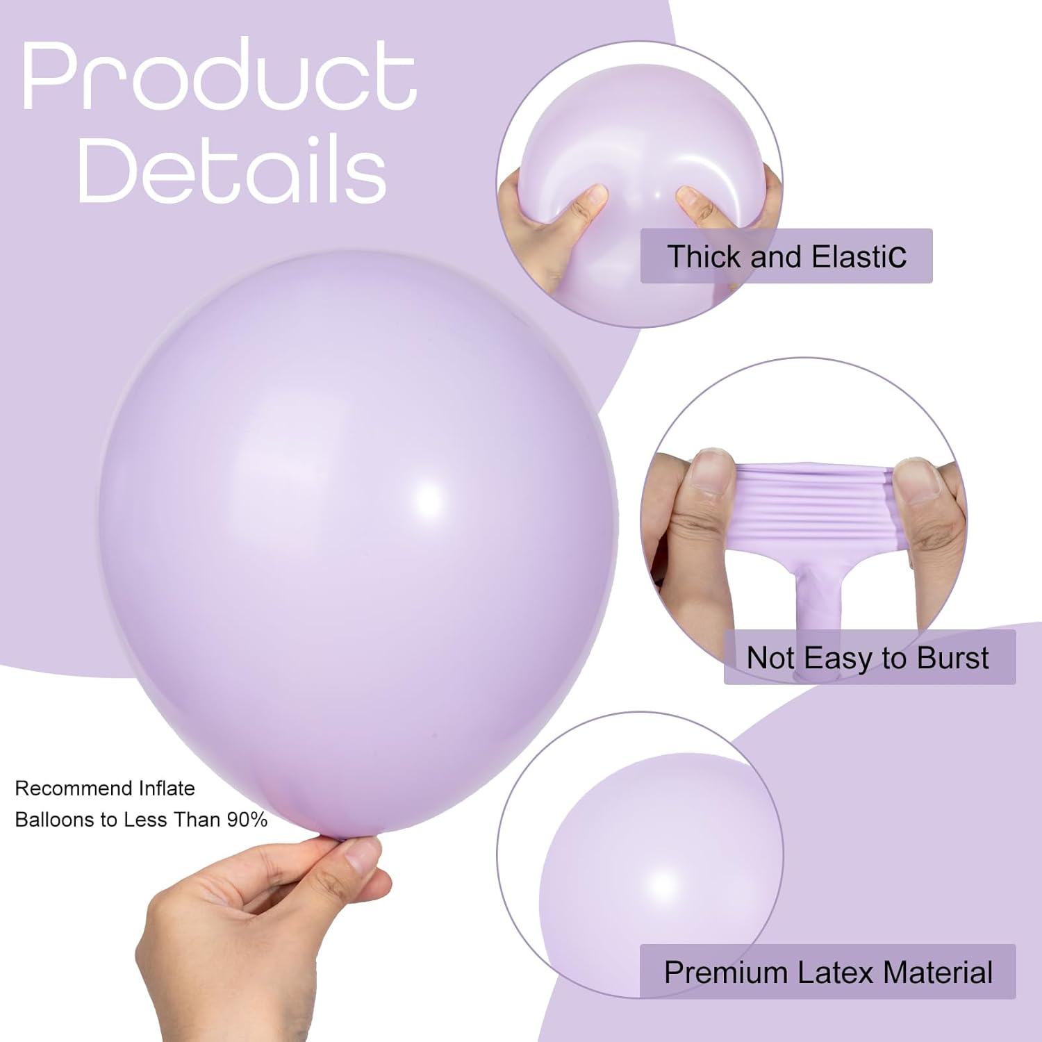Ouddy Pastel Purple Balloon Set - 129 Pcs in Various Sizes for Birthday & Wedding Decor | Includes 6 Pcs 18” Arch Kit