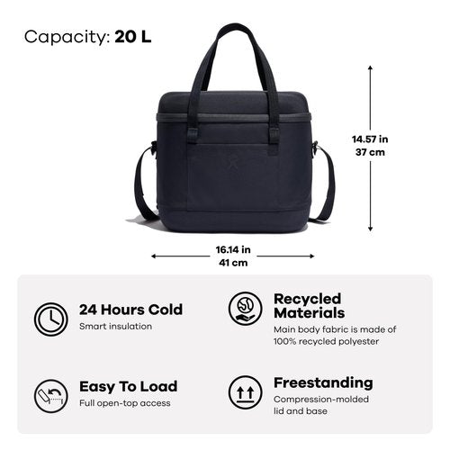 Hydro Flask Cooler Bag - Insulated Portable Soft Cooler - 20 L Capacity in Koala Gray and Black