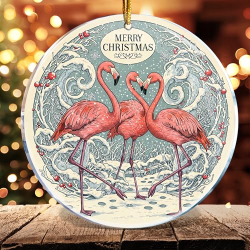 Flamingo Christmas Ornament - Pink Acrylic Keepsake Gift