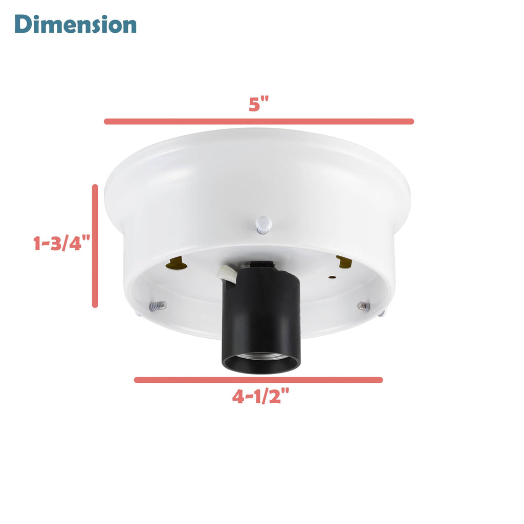 Aspen Creative 22105-03-1, Flush Mount Ceiling Fixture Shade Holder Kit in Matte White Finish 4-1/2" Fitter, 5" Diameter x 1-3/4" Height