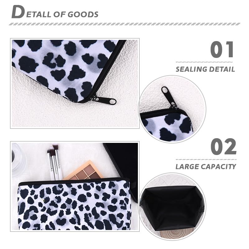 Sudaporn White Cheetah Print Canvas Travel Toiletry Makeup Bag