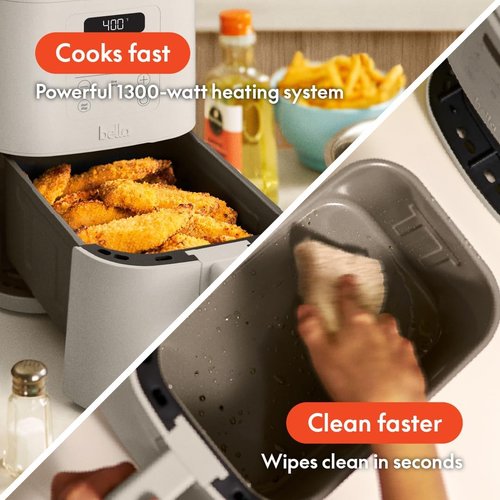 Bella 4Qt Slim Air Fryer - Fits-Anywhere™ Kitchenware with Adjustable Temp & 6 Cooking Presets | Oatmilk Color