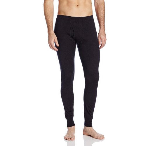 100% Merino Wool Men's Lightweight Bottoms - Thermal Base Layers - Black - Large Tall