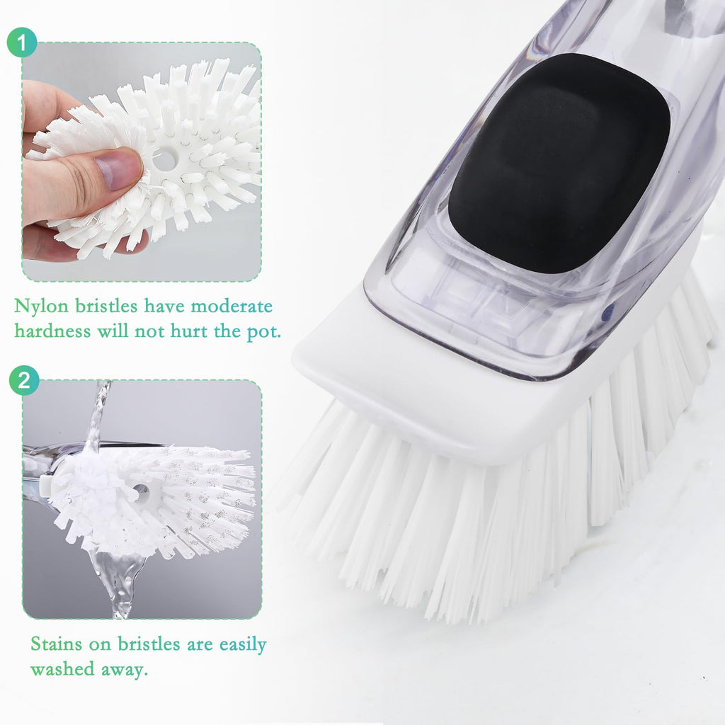 New Brush Refills for OXO New Soap Dispensing Dish Brush - 4 Pack Dish Brush Cleaning Soap Dispensing Head Replacement for Scrubber