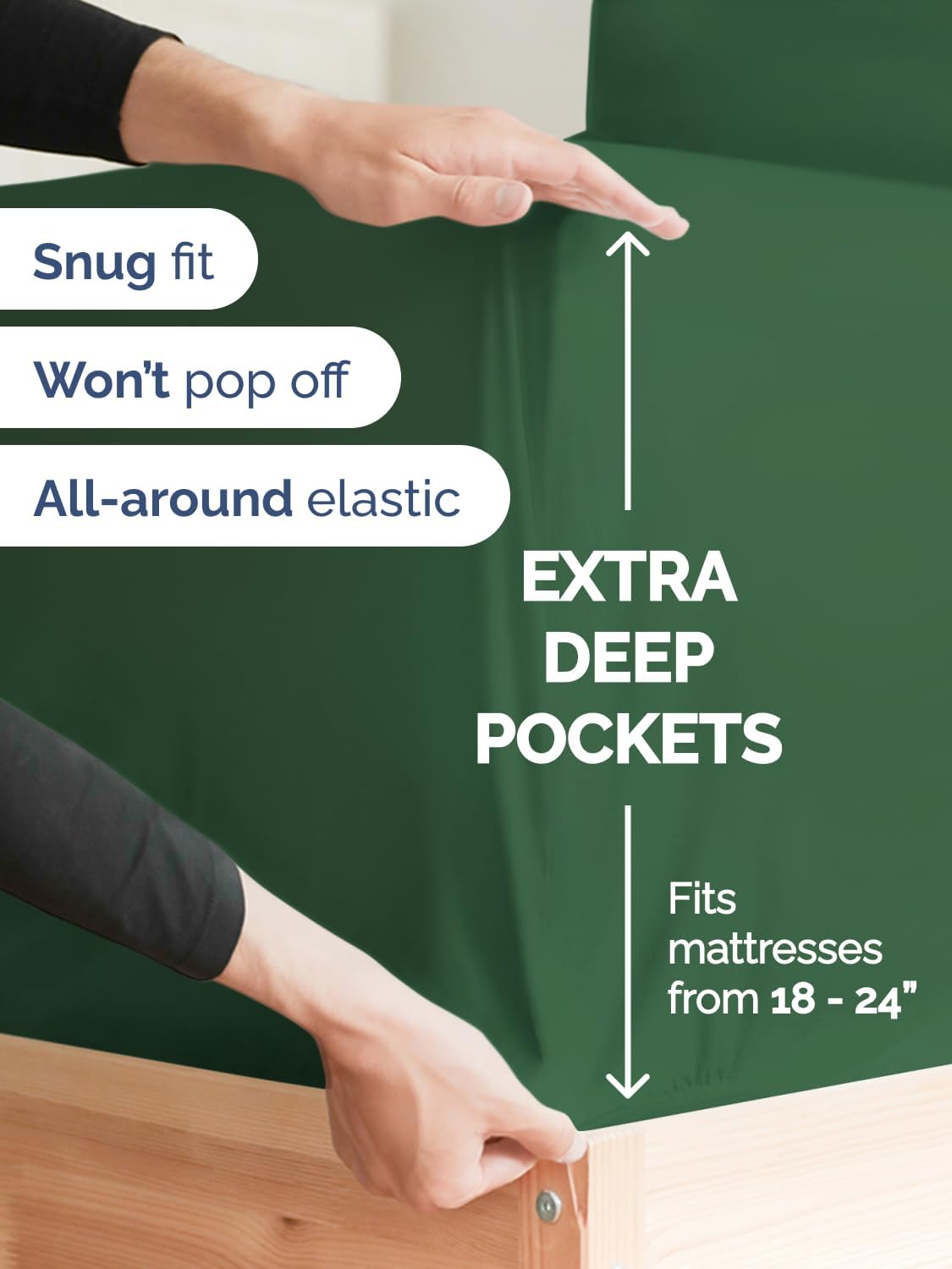 Skiennix Extra Deep Cal King Sheet Set | 6-Piece Breathable Cooling Bedding - Soft, Wrinkle-Free Emerald Green