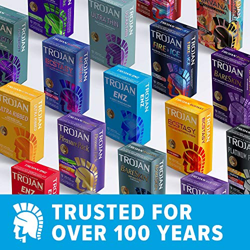 Trojan Ecstasy Ribbed Latex Condoms, 52 Count (2-Pack of 26)