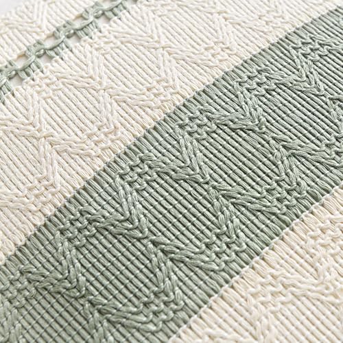 Sage Green Boho Lumbar Pillow Cover - 12x20 Inch Decorative Case
