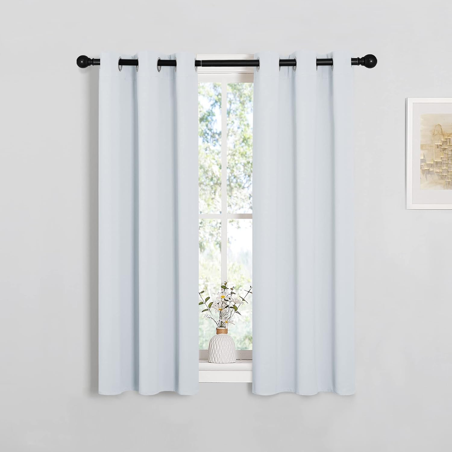 NICETOWN Room Darkening Curtains - Thermal Insulated Grommet Drapes, 2 Panels, 29" x 40", Greyish White