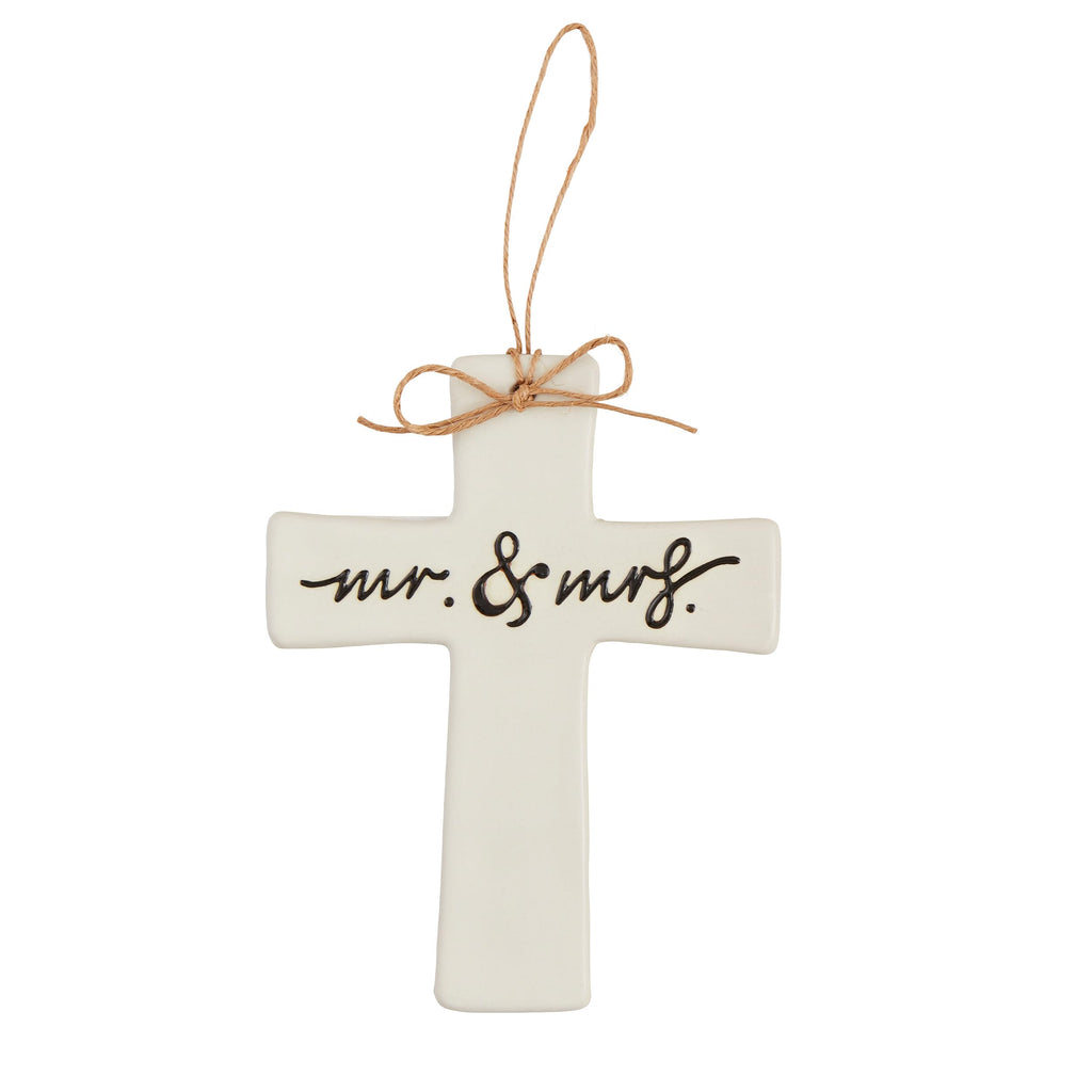 Mud Pie Mr and Mrs Wedding Cross; 6 1/2" x 5"