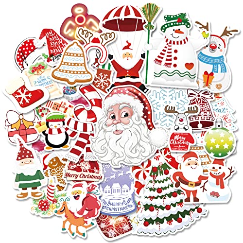 30pcs Glow in the Dark Christmas Stickers - Waterproof Vinyl Decals