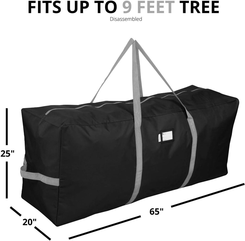 Primode Heavy Duty Christmas Tree Storage Bag - Fits 9 Ft Trees | Durable 600D Oxford Material, Black