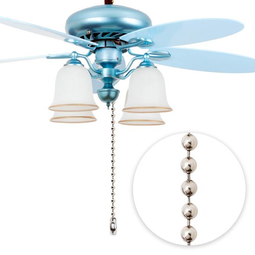 Ceiling Fan Pull Chain Extender – 16 ft 4.5 mm Stainless Steel Beaded Chain with 10 Connectors, Fan and Light Pull Chain Extension for Fixtures