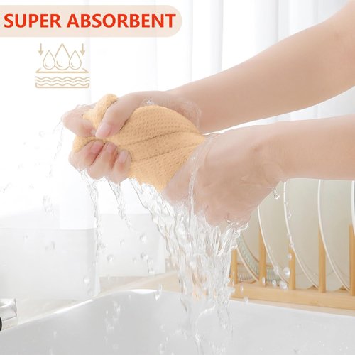 Homaxy 100% Cotton Waffle Weave Dish Towels - Ultra Soft & Absorbent, Quick Drying | 13 x 28 Inches, 4-Pack, Apricot