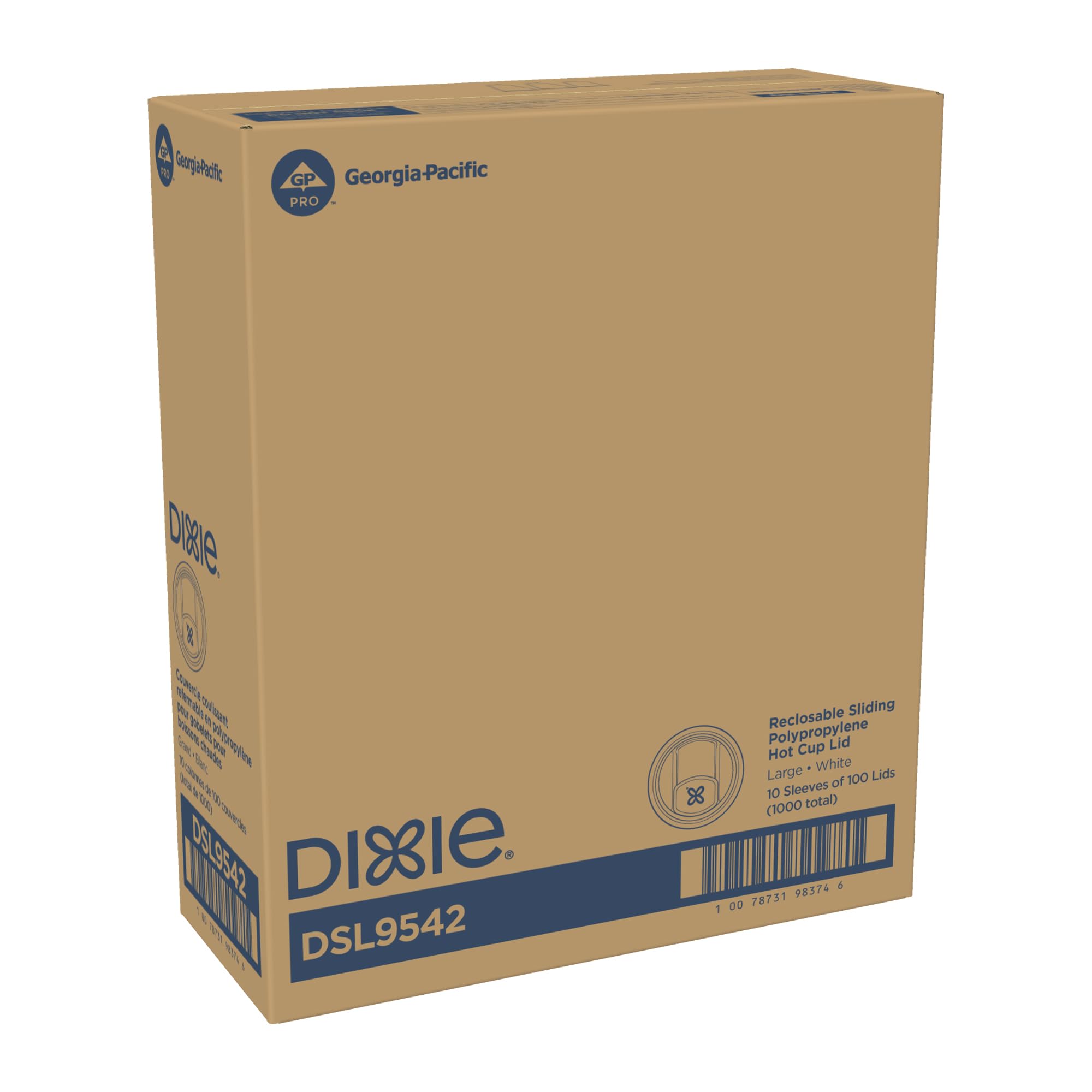 GEORGIA-PACIFIC DIXIE® SLIDER LIDS FOR 10/12/16/20OZ WHITE, 1,000 LIDS PER CASE