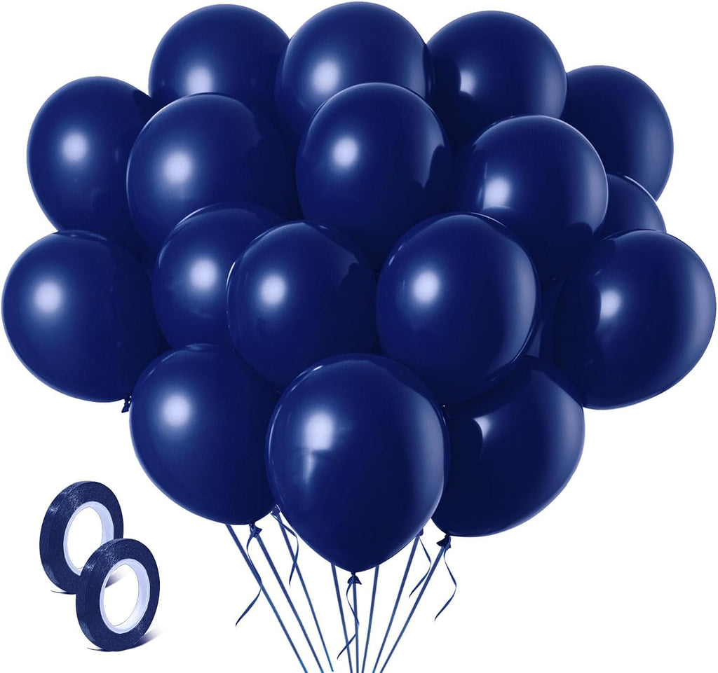 Skiennix Navy Blue Latex Balloons - 100 Pack of 12-Inch Round Balloons for Weddings & Parties