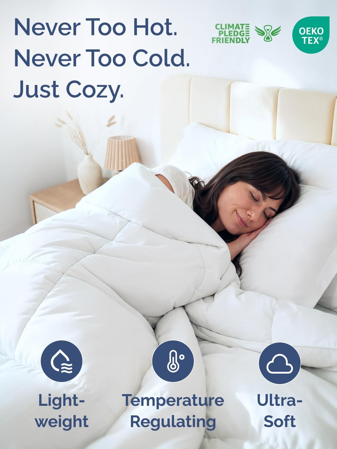 Regine Switzerland Cal King Size White Alternative Down Comforter - Warm, Lightweight & Breathable All-Season Bedding