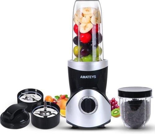 Amateys Personal Blender - Professional Smoothie Maker with Blending & Grinding Blades | 24/10 OZ Travel Bottles
