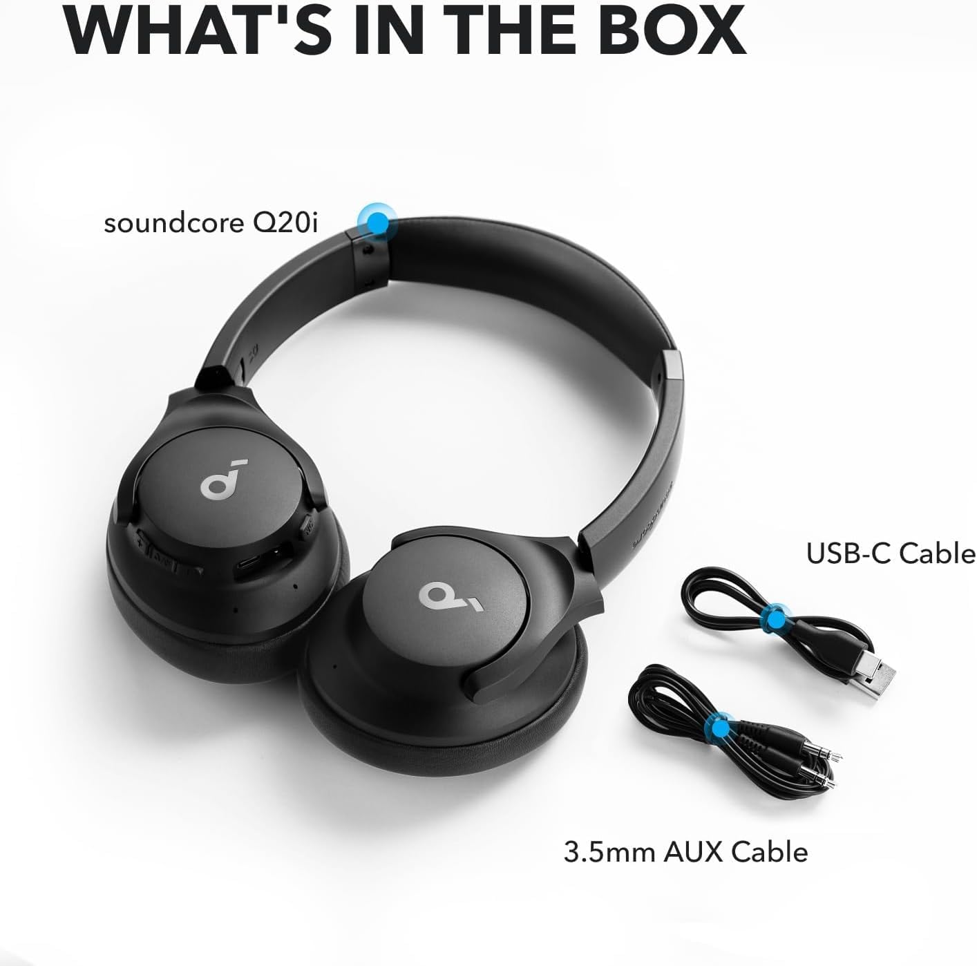Soundcore by Anker Q20i Wireless Over-Ear Headphones - Hybrid Active Noise Cancelling, 40H Playtime, Hi-Res Audio, Big Bass, App Customization | Black