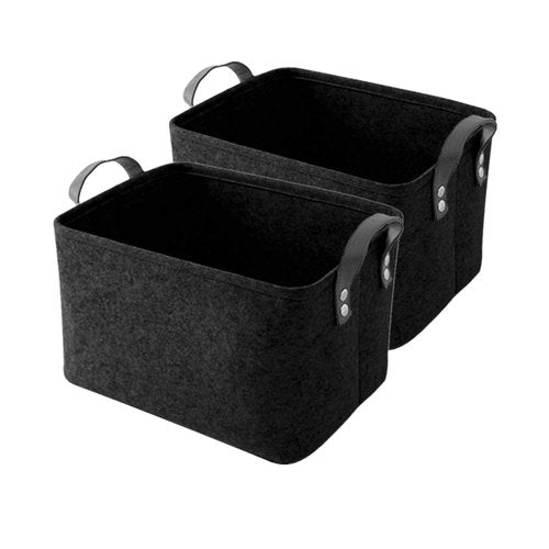 GUOZI Storage Basket, Collapsible Rectangular Felt Storage Bins with PU Handles, Large Laundry Basket Storage Solution for Office Nursery Wardrobe Bookshelf Bedroom Keepsake Toys