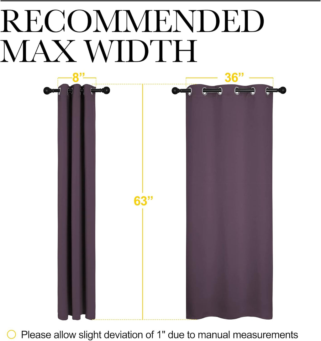 NICETOWN Blackout Curtains - Room Darkening Grommet Top Drapes for Bedroom or Dining Room | Set of 2, 42 x 63 Inch, Plum