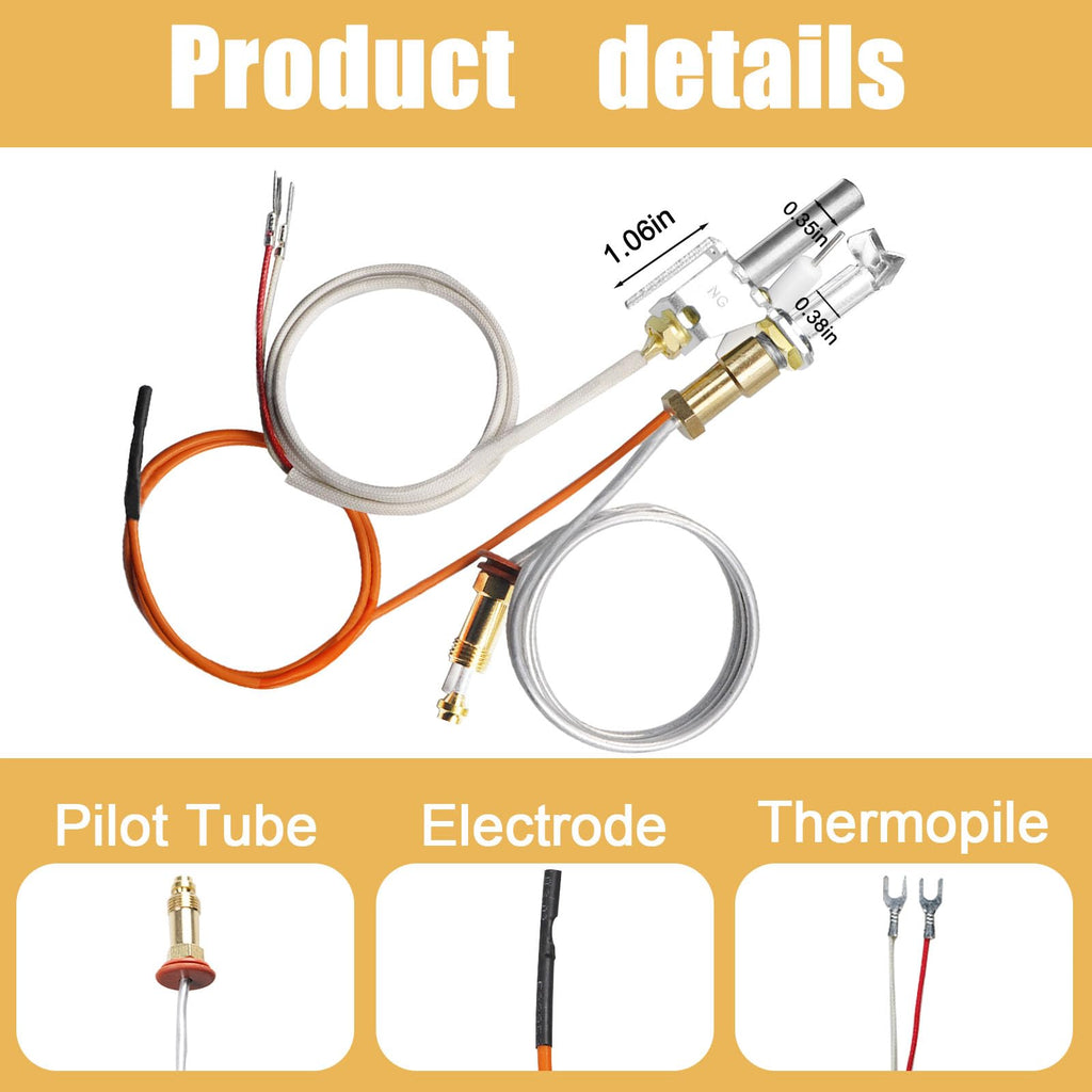YUUCOO 446-512A Natural Gas Pilot Assembly for Heat N Glo Gas Fireplaces and Log Sets, Fits Heat-N-Glo Models SL2000, 4000, 5000, 6000, SRV446-512A,Replacement NG Pilot Assembly Parts with Thermopile