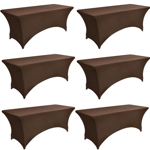 ZarzaaSik 6-Pack 6ft Spandex Table Covers for Rectangle Standard Folding Tables - Wrinkle Resistant Stretch Tablecloths - Ultimate Fitted Table Protector for Parties, Trade Shows, Wedding