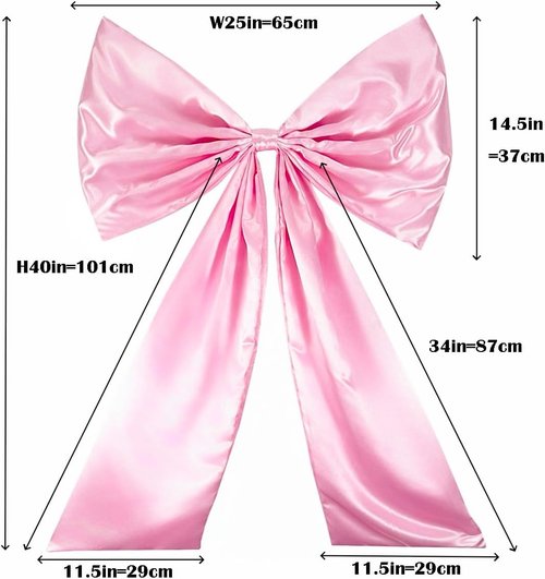 Giant Large Satin Ribbon Bow - 25x40 Inch Pink Bow for Coquette Room Decor & Party Backdrop