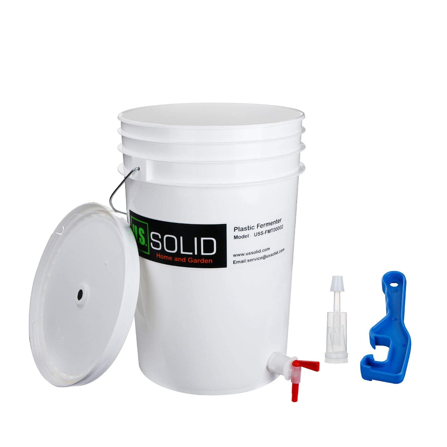 U.S. Solid 2-Pack Plastic Fermenter - 6.5 Gallon Food-Grade Fermenting Bucket Homebrewing Fermentor with Spigot and Airlock
