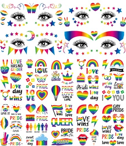 Pride Temporary Tattoos & Rainbow Stickers LGBTQ Party Favors Pack