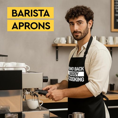 Niyorayna Funny Black Grill Apron with Pockets for Man,Daddy,Husband,Father in Law,Standback Daddy is Cooking,Dad Grilling Apron Gifts from Daughter Son,Man BBQ Cooking Gifts for Birthday Christmas