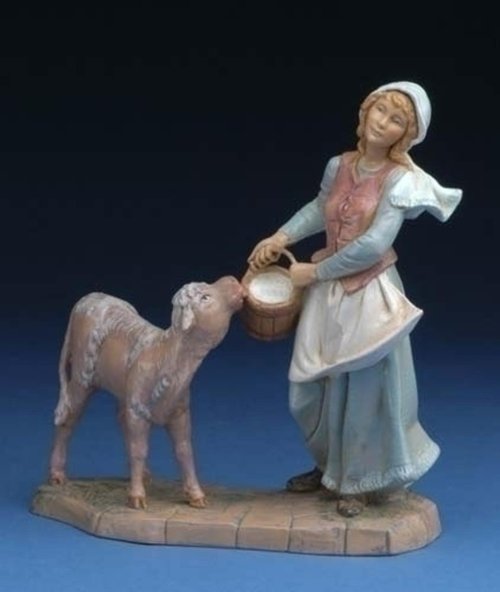 Fontanini by Roman Inc., Julia The Villager, 7.5" Collection, Nativity Figure and Accessories, Hand Sculpted and Painted (8x3x7)