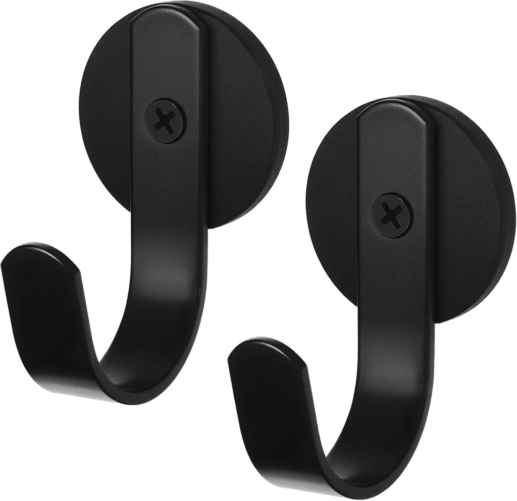 Skiennix Magnetic Wreath Hanger - Rubber Coated Hooks for Fridge & Metal Doors | Black, 2 Pcs