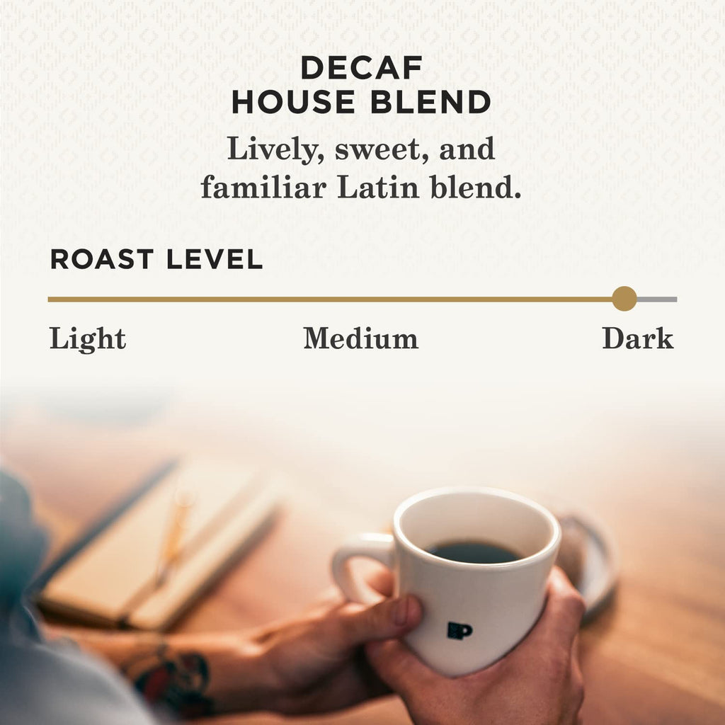 Peet's Coffee, Dark Roast Decaffeinated Coffee K-Cup Pods for Keurig Brewers - Decaf House Blend 10 Count (1 Box of 10 K-Cup Pods) Packaging May Vary