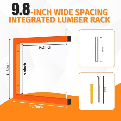 Lumber Storage Rack - 6 Pack Heavy-Duty Wall-Mounted Organizer | 1320 lb Capacity | Indoor/Outdoor Use