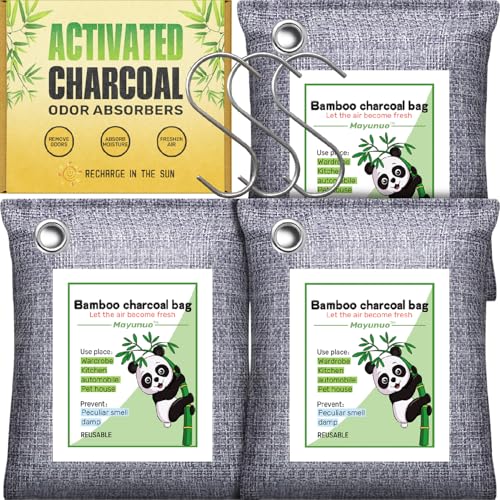 Activated Charcoal Odor Absorber Deodorizer - 3 Pack Natural Air Purifier