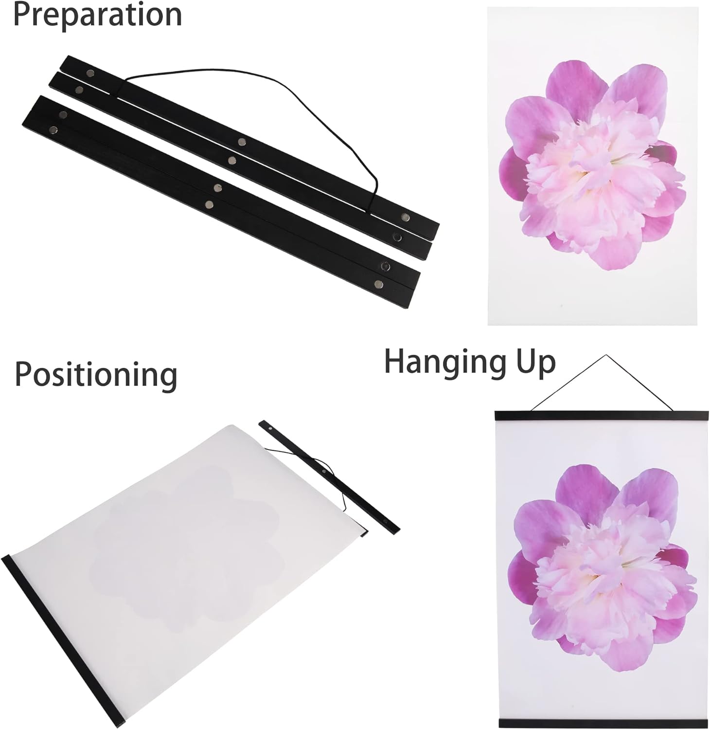 Aynoo Magnetic Poster Hanger Frame - 20 Inch Picture Frame Hanger in Black | Versatile Sizes 20x30, 20x28, 20x36, 20x24