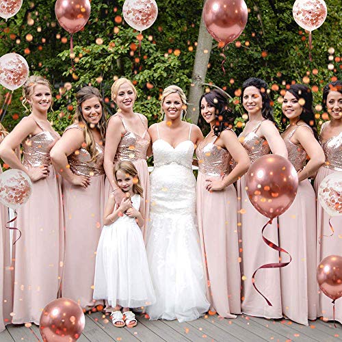 Rose Gold Metallic and Confetti Latex Balloons 50 Pack for Party Decor