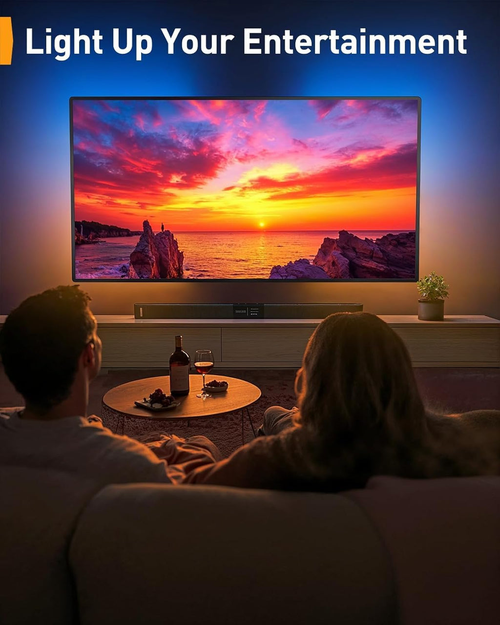 Perlegear AuraFrame™ TV Wall Mount - Pre-Assembled with LED Lights for 26-65 Inch TVs, Max VESA 400x400mm, Swivel & Tilt