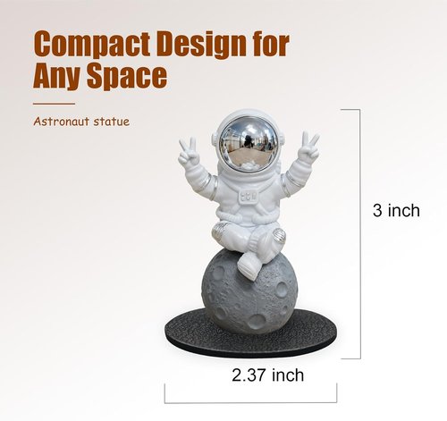 Astronaut Figurine Statue - 3-Inch Resin Spaceman Desk Decor | Cute Space Accent for Office & Boys Room