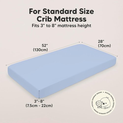 KeaBabies Organic Crib Sheets - 2-Pack Fitted Jersey Cotton for Baby Bed | Soft & Cute Prints (Blue Flax)