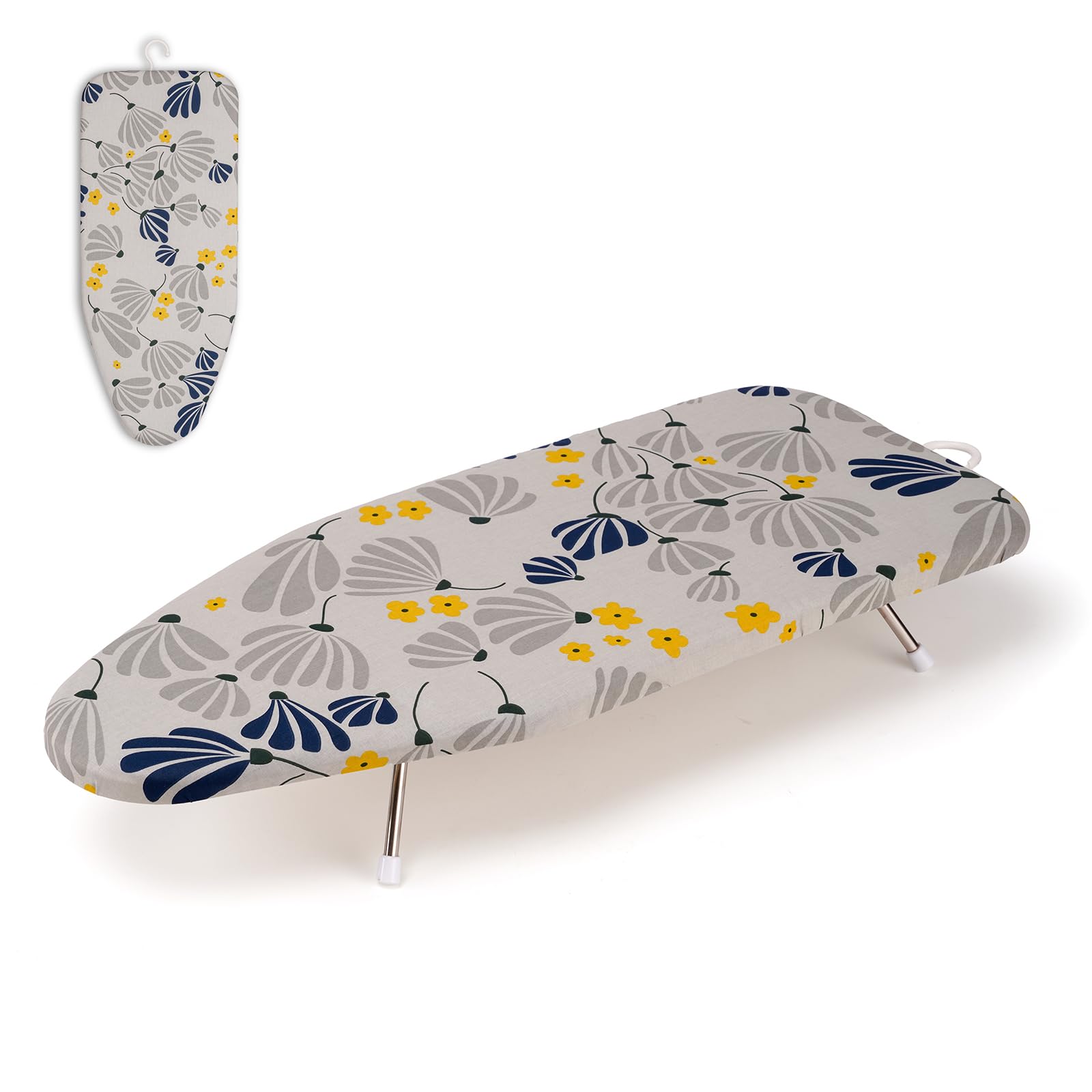 Slieton Tabletop Ironing Board 12"x29" – Portable Folding Ironing Board with Thick Felt Padding, Heat-Resistant Cover, Stainless Steel Legs, Compact & Space-Saving Design (Dandelion)