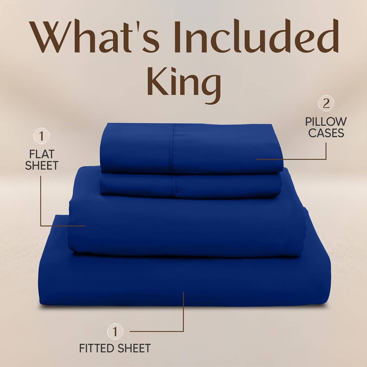 Utopia Bedding King Size Sheet Set - 4-Piece Soft Microfiber Bed Sheets | Oeko Tex Certified (Royal Blue)