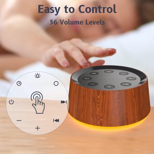 BrownNoise Sound Machine - 30 Soothing Sounds & 12 Colors Night Light | Memory Function & 36 Volume Levels